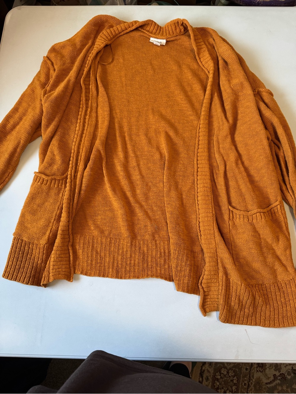 a.n.a Open-Front Cardigan in Burnt Orange